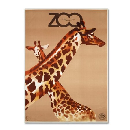 Vintage Apple Collection 'Giraffe Zoo Poland' Canvas Art,35x47